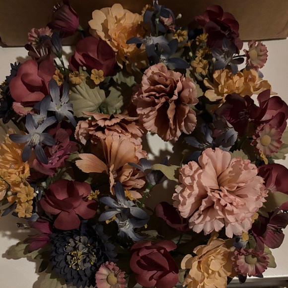 Floral Centerpiece Wreath with Glass Candle Holders - Pink & Burgundy - Picture 2 of 7